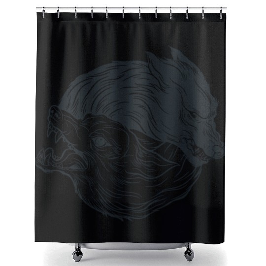 Wolf yin yang meditation philosophy symbol Shower Curtains