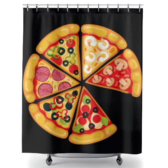 Pizza and Slice Dad and Son Matching Shower Curtains