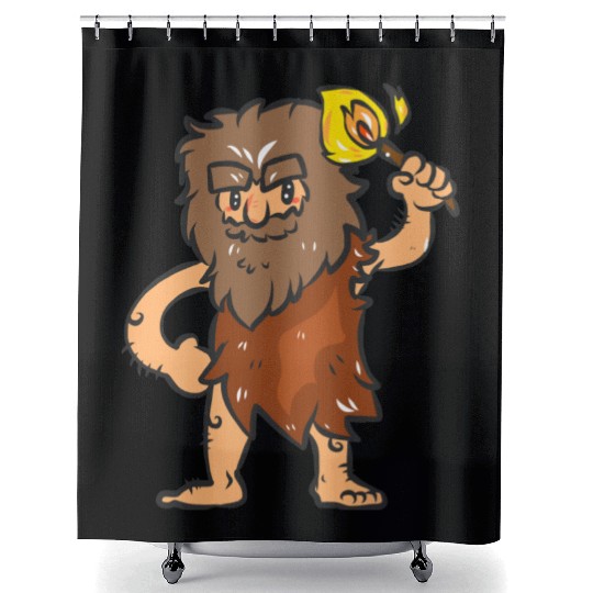 Caveman with Torch Shower Curtains