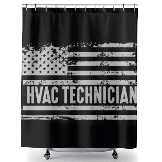 American Hvac Technician United States Flag birthd Shower Curtains