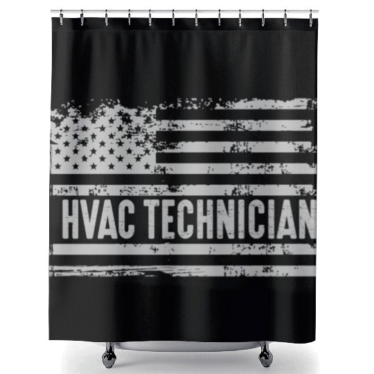 American Hvac Technician United States Flag birthd Shower Curtains