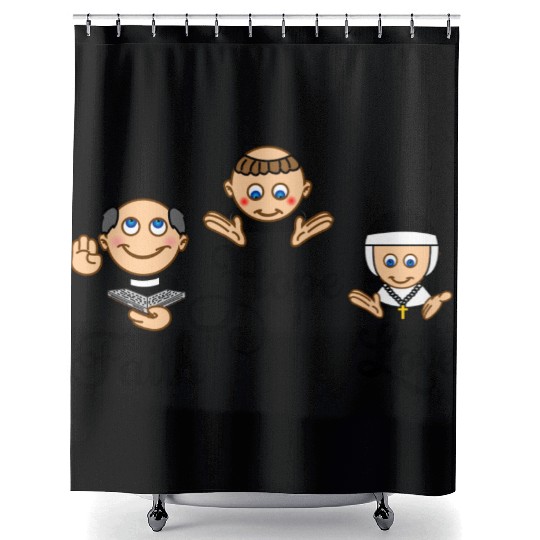 Faith Hope Love with nun, pastor and monk Shower Curtains