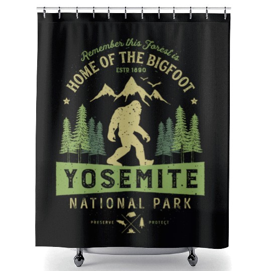 Yosemite National Park California Bigfoot Vintage Shower Curtains