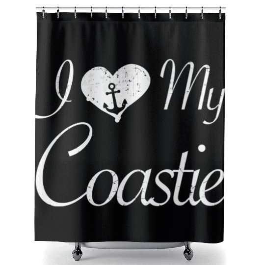 I Love My Coastie Coast Guard Gift Shower Curtains