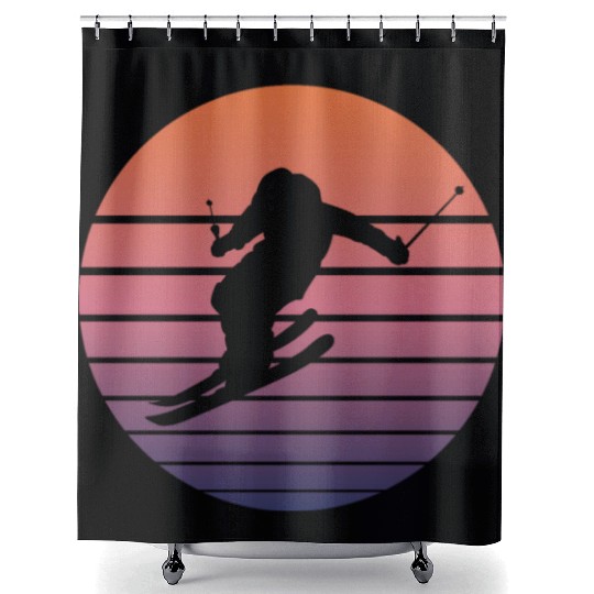 Ski Skier Winter Sports Skiing Retro Gift Shower Curtains