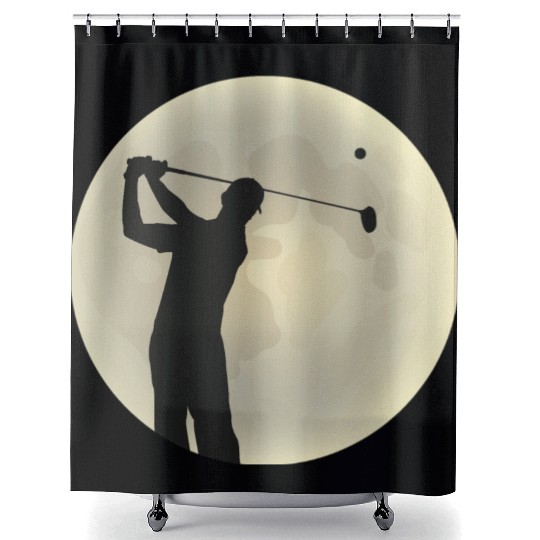 Golfer Silhouette Golf Golfer Moon Full Moon Shower Curtains