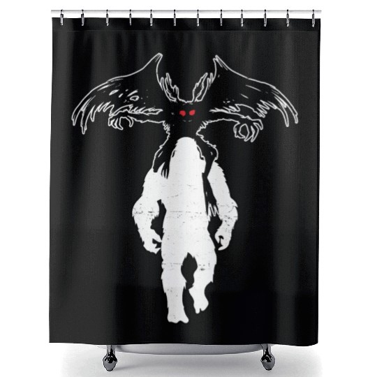 Bigfoot Riding Mothman - Funny Sasquatch Myth Shower Curtains