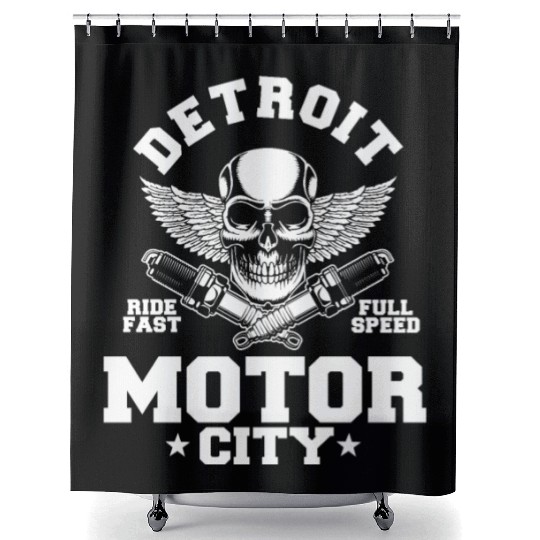 Detroit Motor City, Ride Fast, Full Speed Shower Curtains