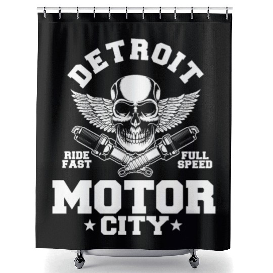 Detroit Motor City, Ride Fast, Full Speed Shower Curtains