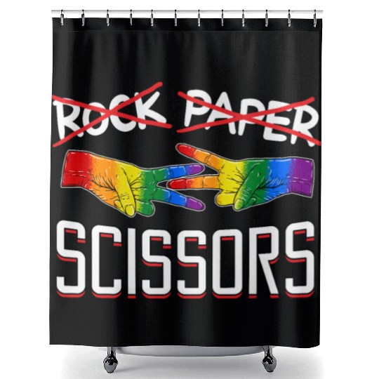 Rock Paper Scissors Lesbian LGBTQ Pride Shower Curtains