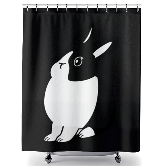 Black And White Dutch Rabbit Shower Curtains