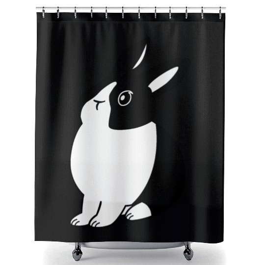 Black And White Dutch Rabbit Shower Curtains