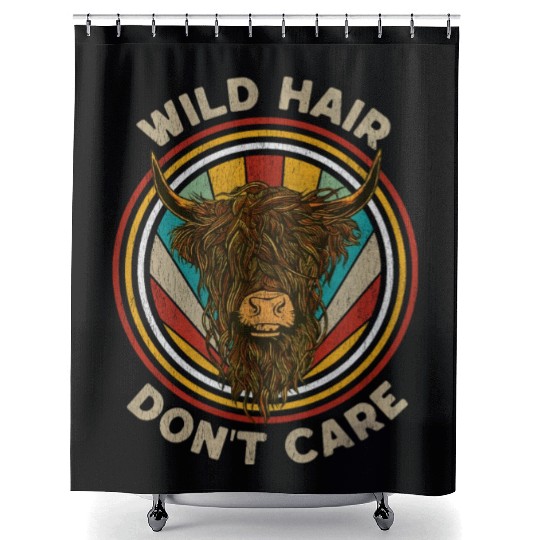 Wild Hair Don t Care Shower Curtains Funny Highland Cow