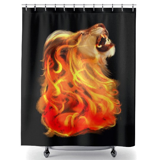 Fire Lion King Of Beasts Big Cat Animal Gift Shower Curtains