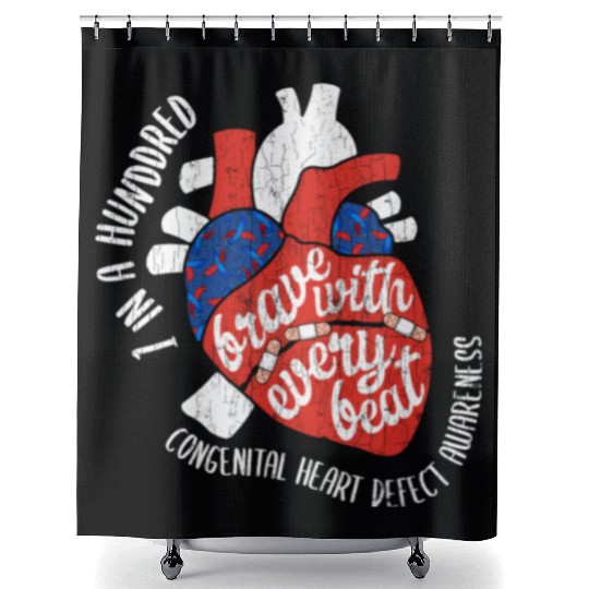 Brave With Every Beat CHD Awareness Happy Gift Shower Curtains