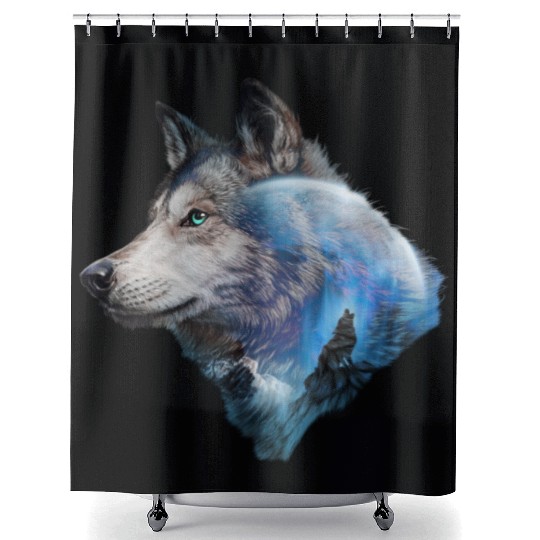 Wolf Moon Forest View Nature Shower Curtains