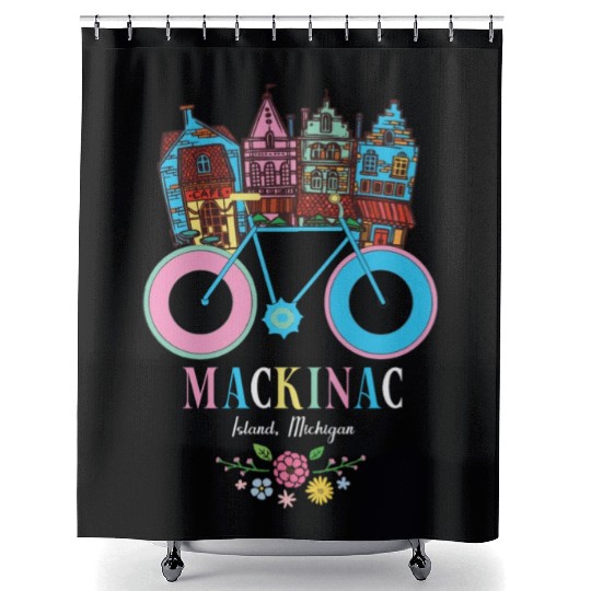 Mackinac Island Michigan Bike Art Shower Curtains