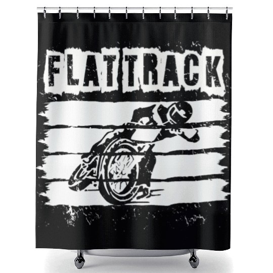 FLAT TRACK MOTORCYCLE racing dirt track speedway Shower Curtains