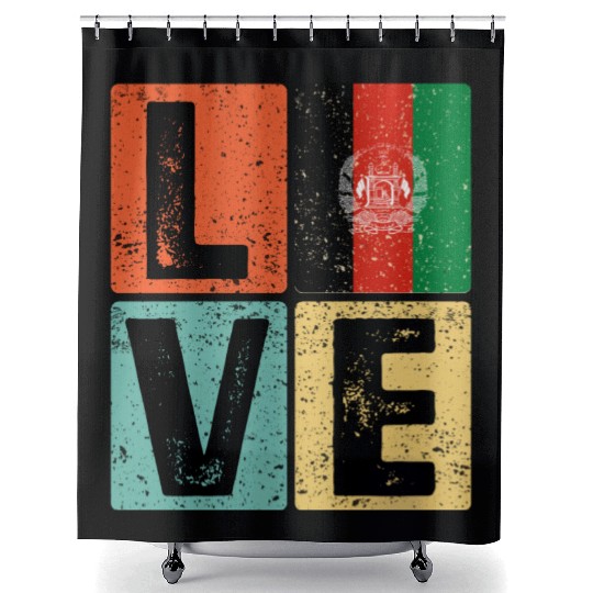 I Love Afghanistan Flag for Afghan Pride Shower Curtains