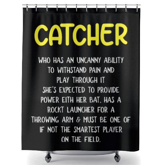 Softball And Baseball Lover Catcher Definition Shower Curtains