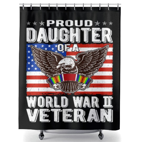 Proud Daughter Of A World War 2 Veteran Patriotic Shower Curtains