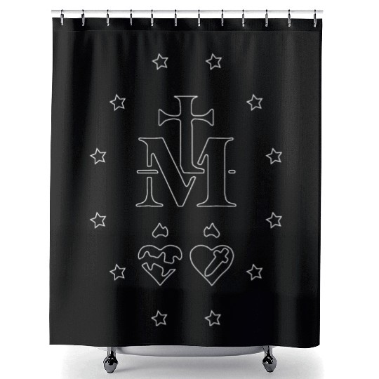 Virgin Mary Medal Shower Curtains