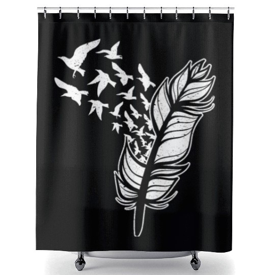 White Doves Feather Peace Freedom Media Writer Shower Curtains