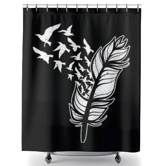White Doves Feather Peace Freedom Media Writer Shower Curtains