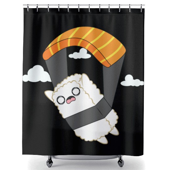 Sushi Nigiri Parachute Extreme Sport Kawaii Anime Shower Curtains