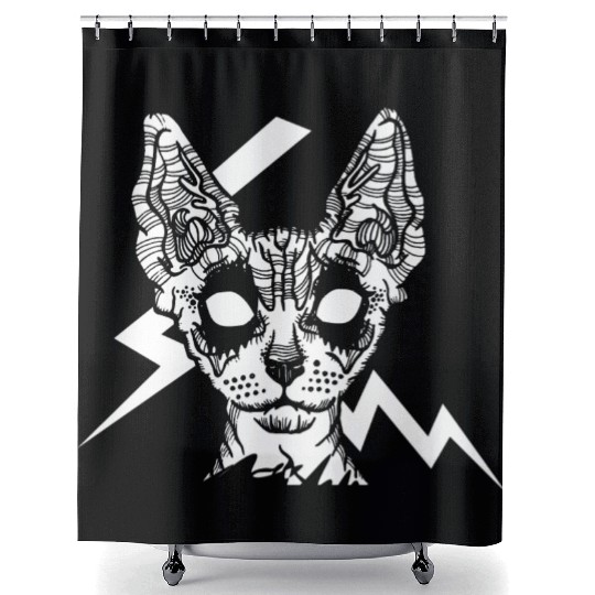 Black Metal Sphynx Shower Curtains