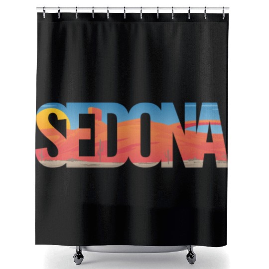 Sedona Arizonna Scenic Typography Shower Curtains