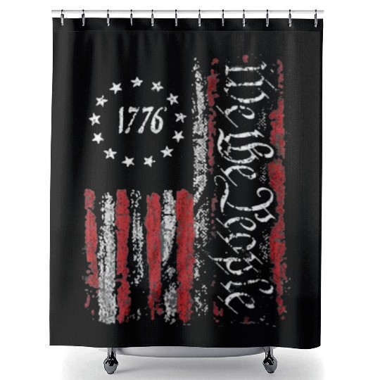 Old American Flag Patriotic 1776 We The People USA Shower Curtains