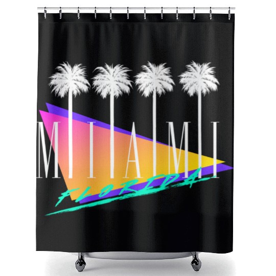 Miami Florida Retro Style Shower Curtains