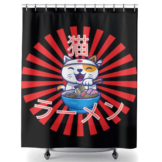 Neko Ramen - Cat Ramen Kawaii Shower Curtains
