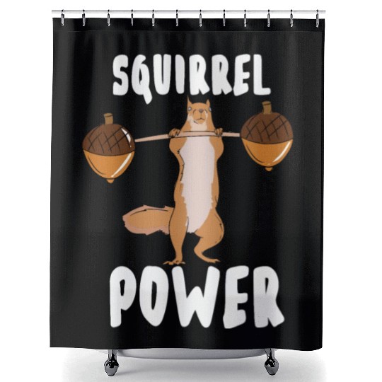 Squirrel Weightlifting Workout Gym Muscles Shower Curtains