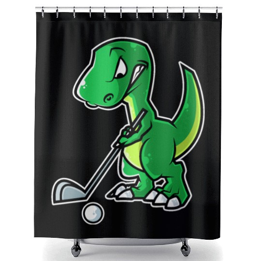 Tyrannosaurus Golf Player Golfer Golfing Funny Shower Curtains