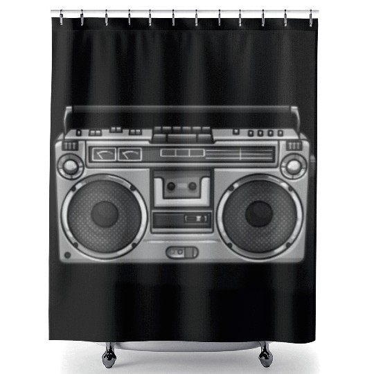 Old School Hip Hop 90s Nostalgia BoomBox Shower Curtains