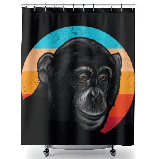 Vintage Chimpanzee Face Gorilla Monkey Lover Shower Curtains