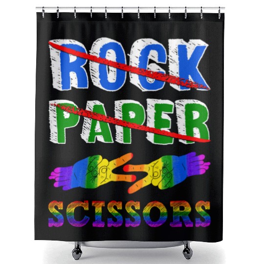 Rock Paper Scissors Lesbian Couple LGBTQ Pride Mon Shower Curtains