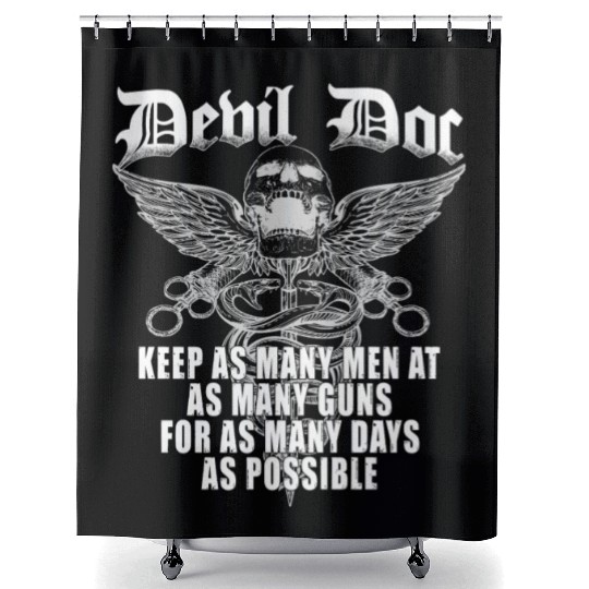 Devil Doc US Navy Corpsman Badass Army Veteran Shower Curtains