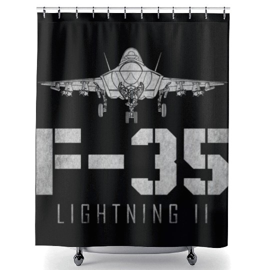 F 35 Lightning II US Airborne Fighter Pilot Shower Curtains