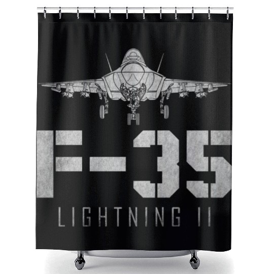F 35 Lightning II US Airborne Fighter Pilot Shower Curtains
