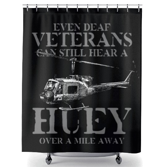 Huey Aircraft Army US Airborne Fighter Pilot Shower Curtains