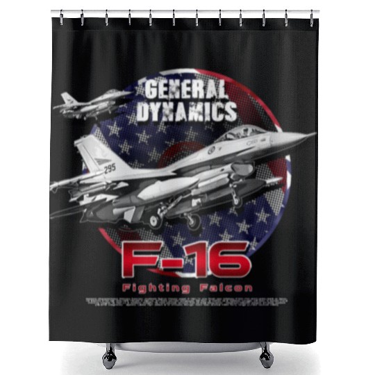 F-16 Fighting Falcon General Dynamics Fighter Jet Shower Curtains