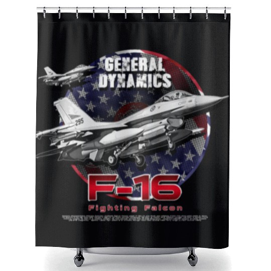 F-16 Fighting Falcon General Dynamics Fighter Jet Shower Curtains