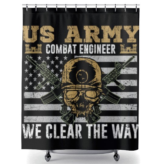 Vintage US Army Combat Engineer 12B Military Pride Shower Curtains