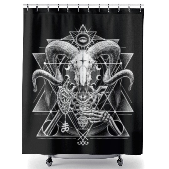 Skeletal Demonic Baphomet Shower Curtains