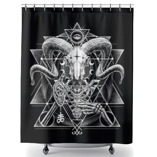 Skeletal Demonic Baphomet Shower Curtains