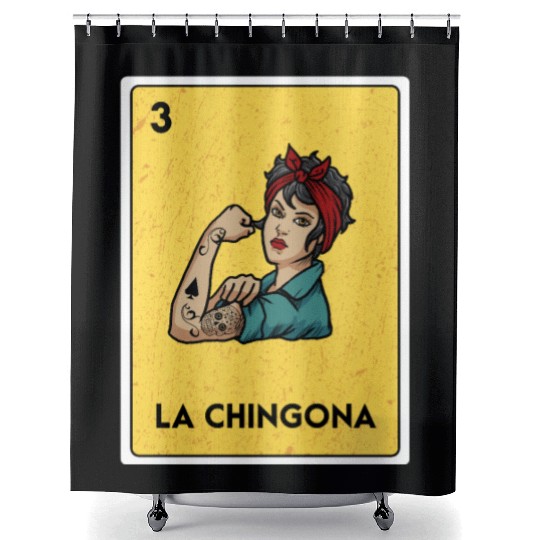 La Chingona Mexican Lottery Bingo Game Card Player Shower Curtains