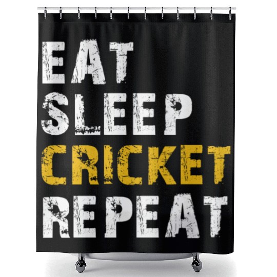 eat sleep cricket Shower Curtains